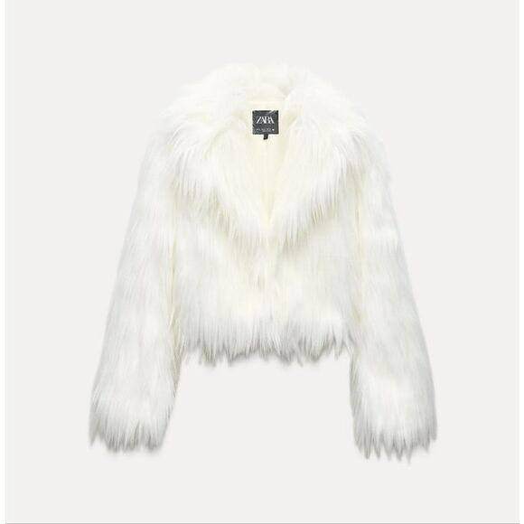Zara FauxโFur Cardigan Lapel Collar Jacket White Nwt - Picture 13 of 16